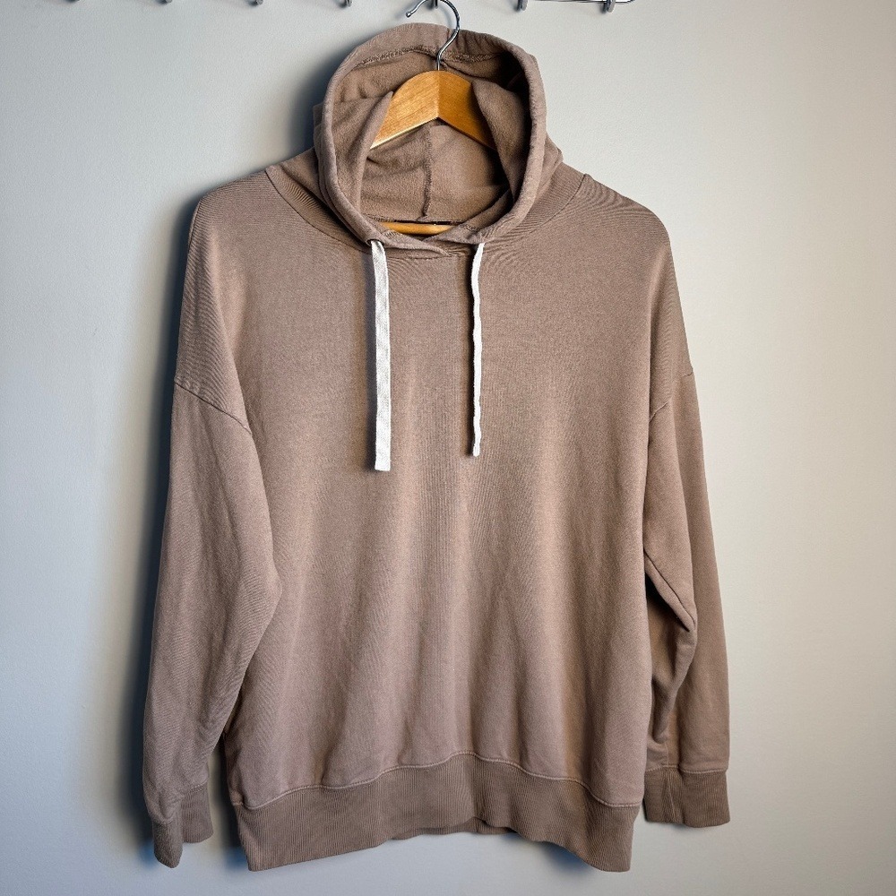 Buffalo David Bitton Men's Pullover Hoodie‎ Taupe Medium Cowl Neck Drawstring